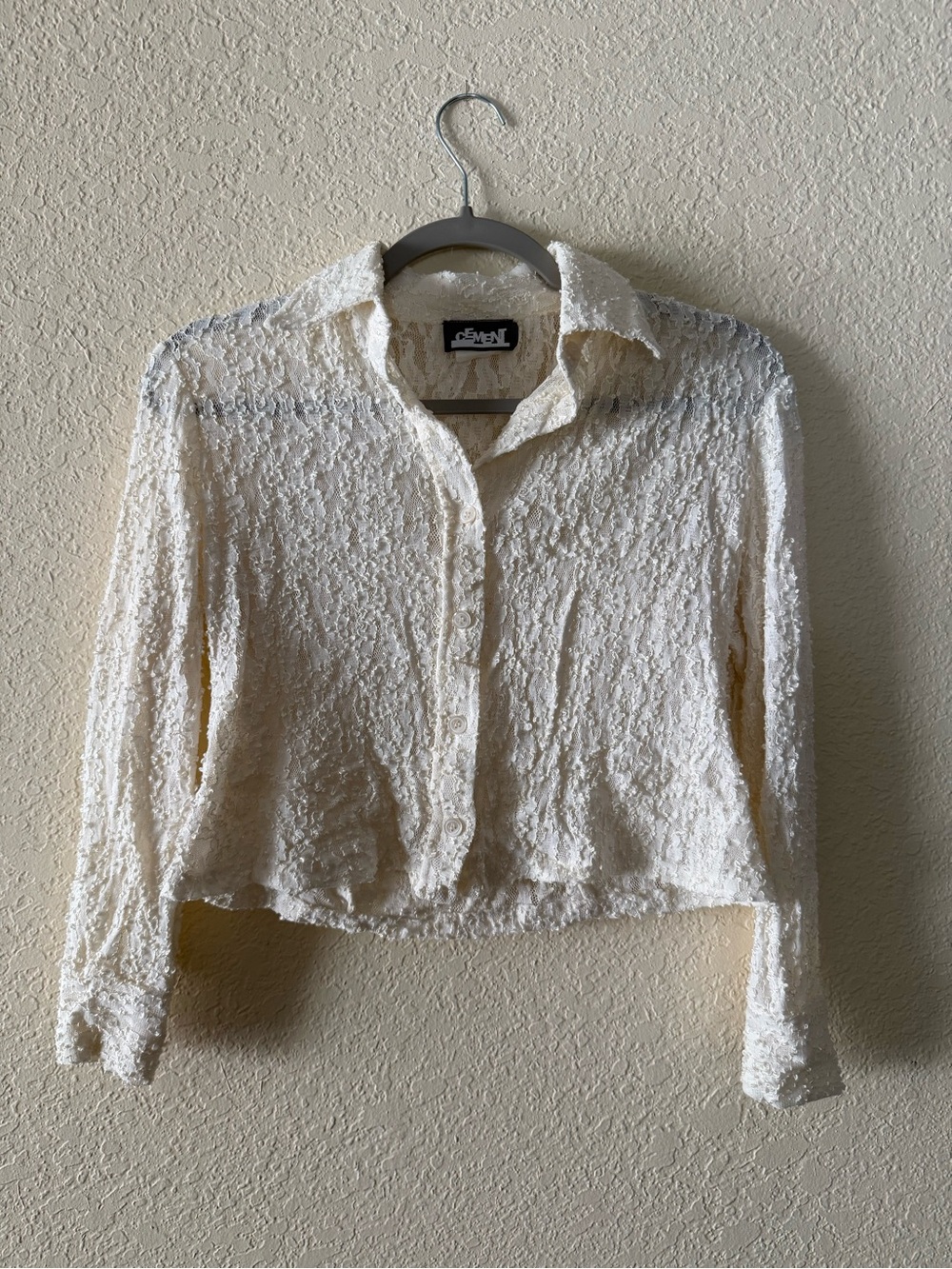 Cream Textured Button-Down Shirt